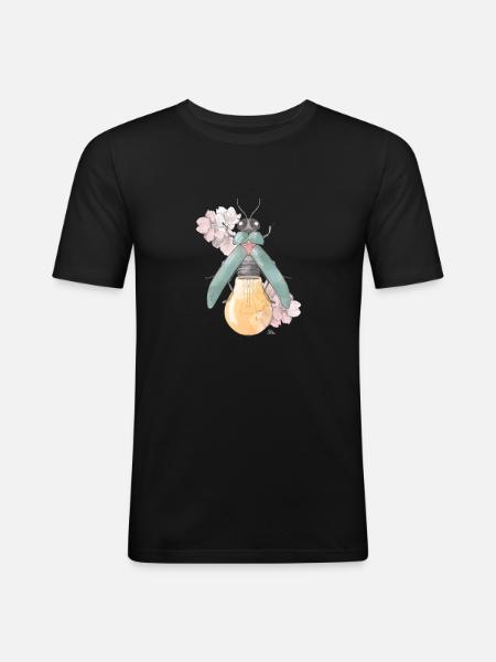 Birne | Blüte | Käferchen - Männer Slim Fit T-Shirt - Schwarz