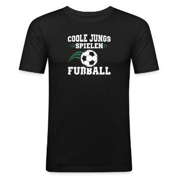 Fußballer Coole Jungs Spielen Fußball Geschenkidee - Männer Slim Fit T-Shirt - Schwarz - Vorne - Nik (191cm)
