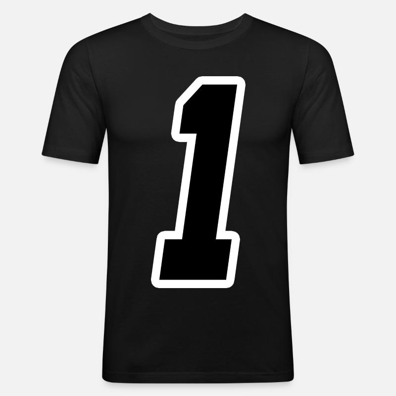 Nummer Eins 1 - Männer Slim Fit T-Shirt - Schwarz