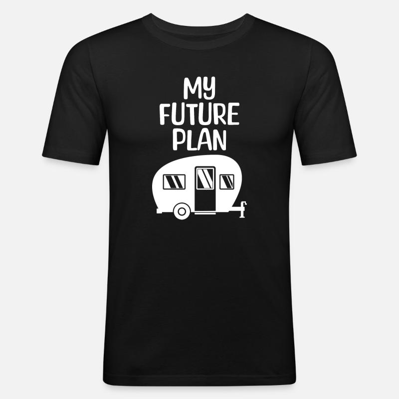 Wohnmobil Wanderer Statement Camping Camper - Männer Slim Fit T-Shirt - Schwarz