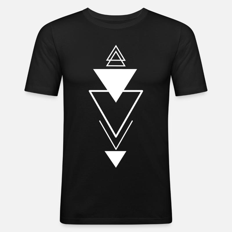 Triangular symbol (white) - Men's Slim Fit T-Shirt - black
