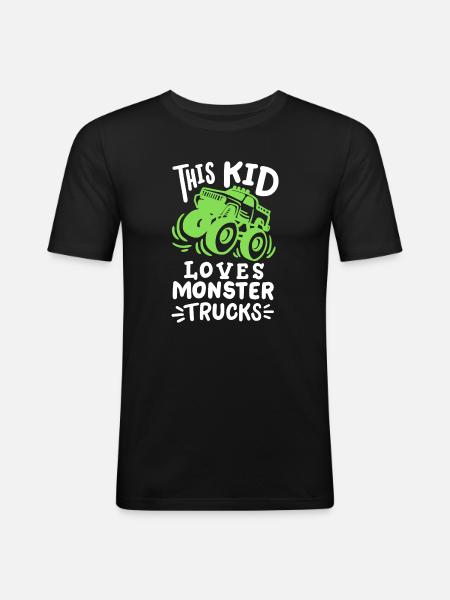 Monstertrucks für Kinder - Männer Slim Fit T-Shirt - Schwarz