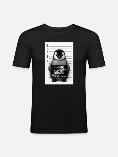 Pingvin i forhøret – Glat på den - Herre Slim Fit T-Shirt - sort