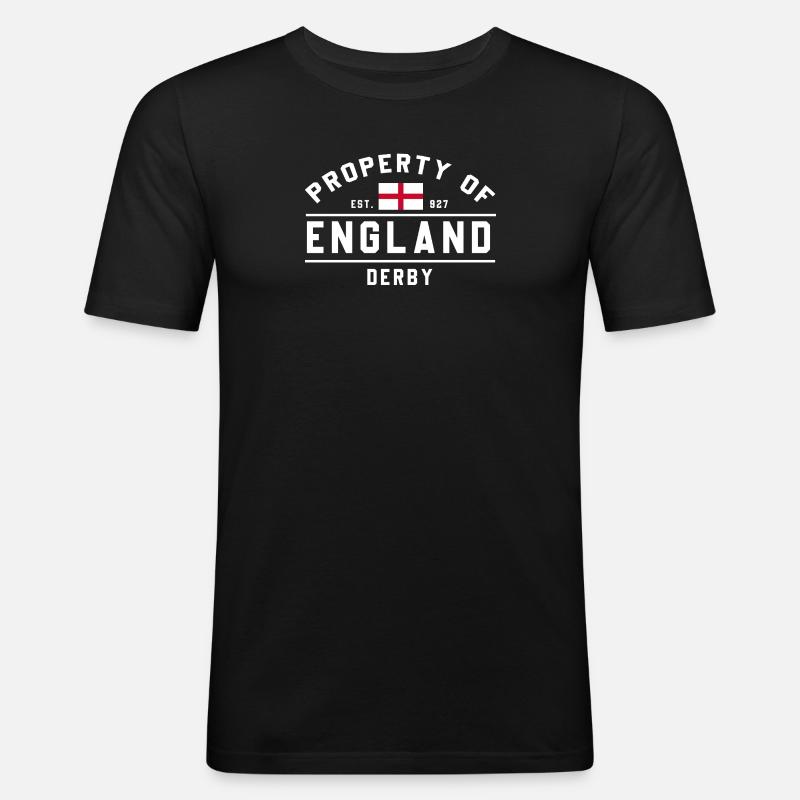 England Flagge Derby Muster - Männer Slim Fit T-Shirt - Schwarz