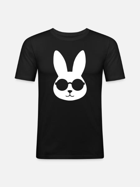 Cool Bunny Sunglasses Clean Vector - Men's Slim Fit T-Shirt - black