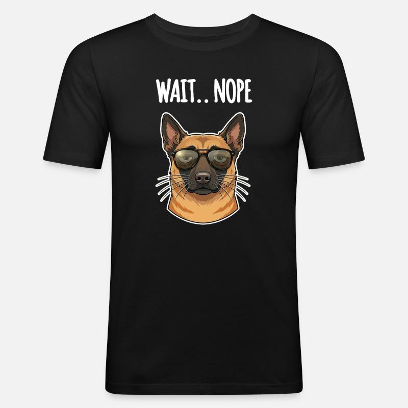 Malinois Nope - Männer Slim Fit T-Shirt - Schwarz