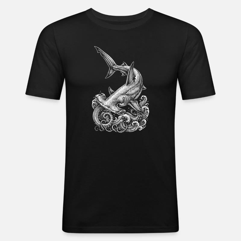 Conception du requin-marteau - T-shirt près du corps Homme - noir