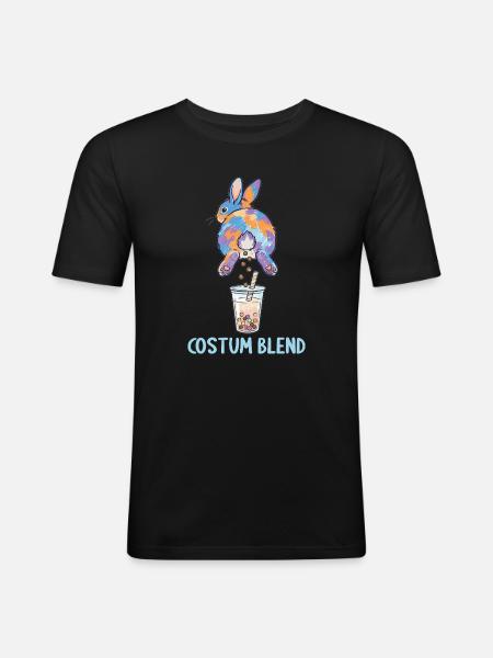Cute Bunny Funny Boba Bubble Tea - Men's Slim Fit T-Shirt - black