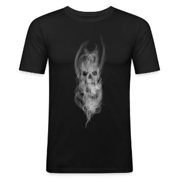 Crâne/tête de mort de fumée - T-shirt près du corps Homme - noir - Devant - Nik (191cm)