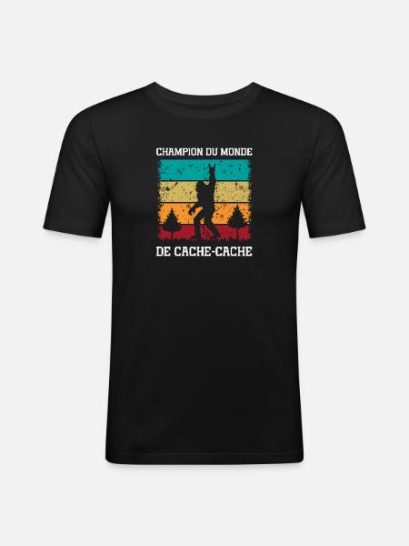champion du monde de cache-cache - T-shirt près du corps Homme - noir
