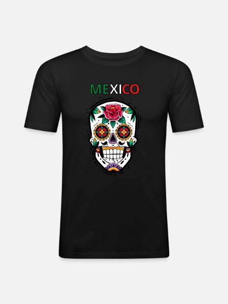 Skull Mexico - Men's Slim Fit T-Shirt - black