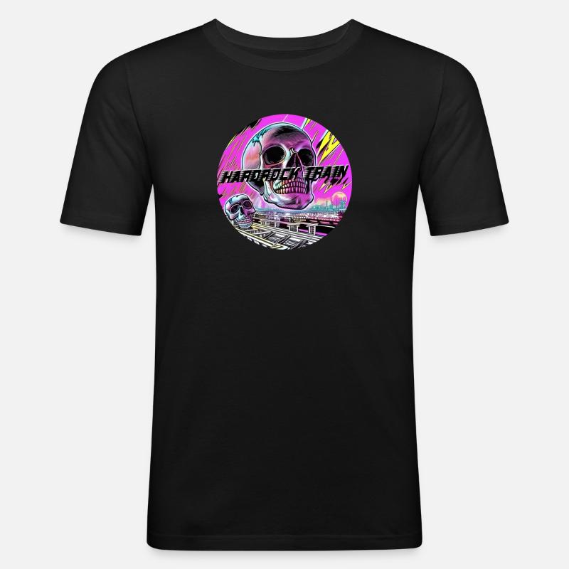 Hardrock Train Skulls - Männer Slim Fit T-Shirt - Schwarz