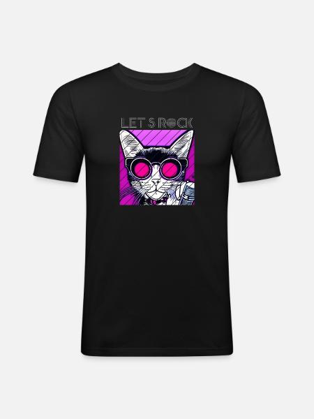 Let's Rock - Cat - Men's Slim Fit T-Shirt - black