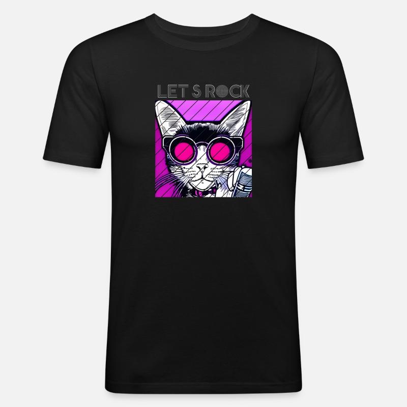 Let’s Rock - Chat - T-shirt près du corps Homme - noir