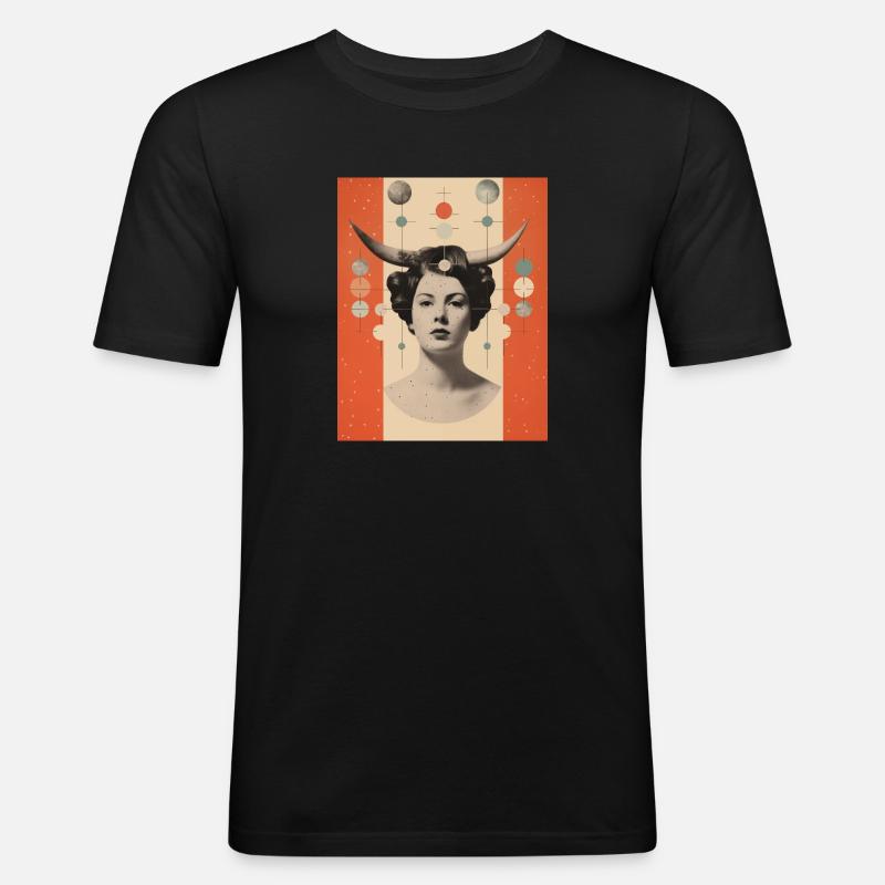 Steinbock Collage Kunst Astrologie - Männer Slim Fit T-Shirt - Schwarz