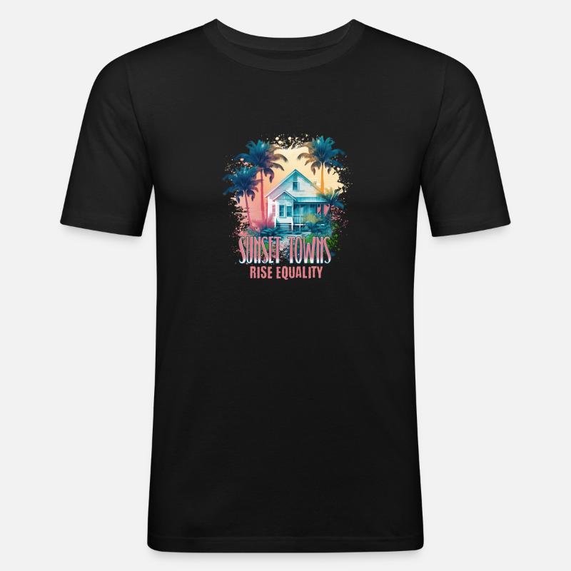 Sunset Sunrise Inclusive Equality Elevation - Männer Slim Fit T-Shirt - Schwarz