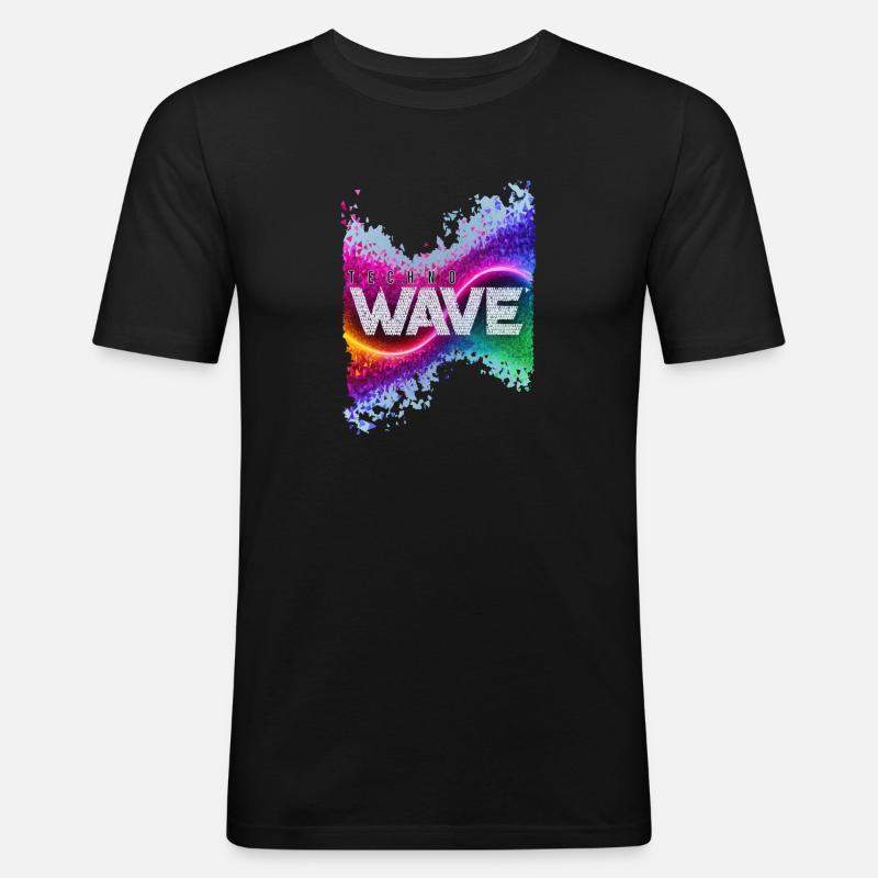 techno wave - Männer Slim Fit T-Shirt - Schwarz