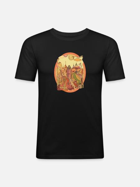 Kaninchenbau - Männer Slim Fit T-Shirt - Schwarz