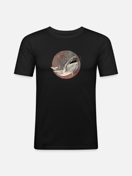 Flying whale - Men's Slim Fit T-Shirt - black