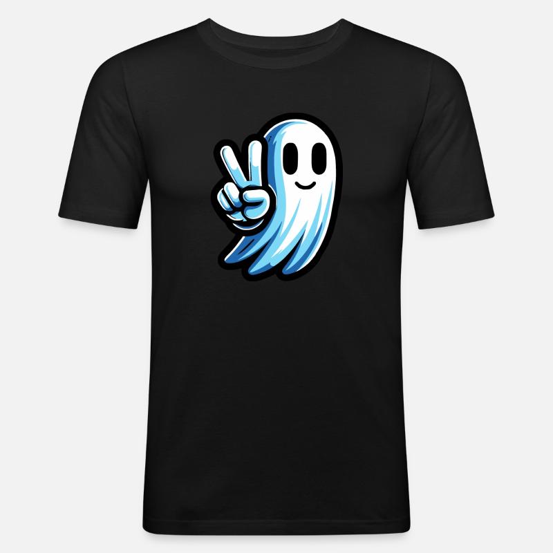 Geist Peacezeichen - Männer Slim Fit T-Shirt - Schwarz