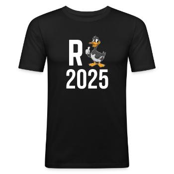 Rente 2025 - Coole Cartoon Ente - Männer Slim Fit T-Shirt - Schwarz - Vorne - Nik (191cm)