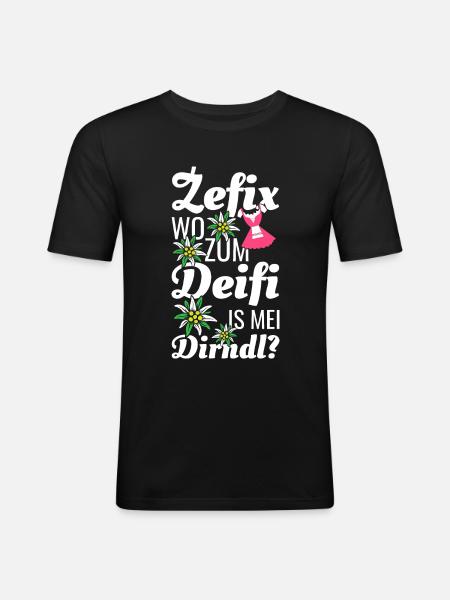 Dirndl Sprüche Outfit - Männer Slim Fit T-Shirt - Schwarz