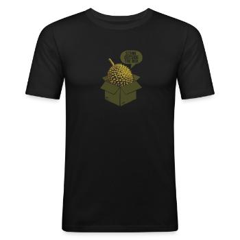 Puanteur Hors De La Boîte Durian - T-shirt près du corps Homme - noir - Devant - Nik (191cm)