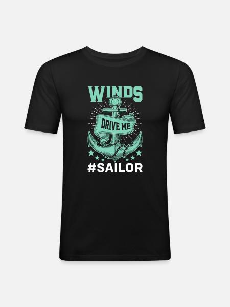 Yachtsegel, das lustiges Segelboot sagt - Männer Slim Fit T-Shirt - Schwarz