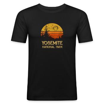 Vintage Yosemite National Park California T Shirt - Männer Slim Fit T-Shirt - Schwarz - Vorne - Nik (191cm)