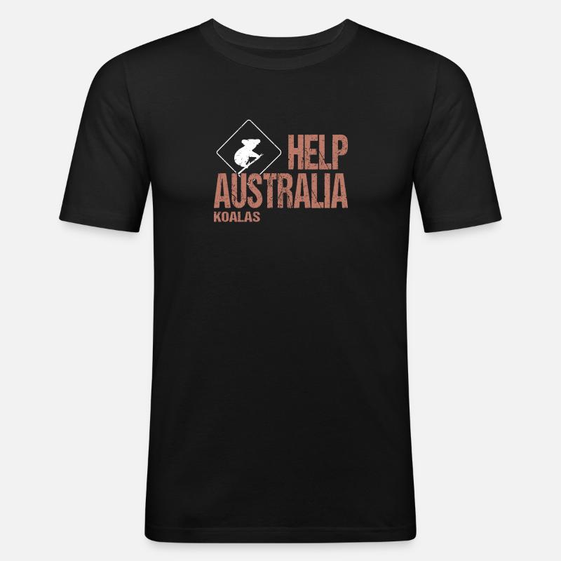 HELP AUSTRALIA KOALAS - Männer Slim Fit T-Shirt - Schwarz