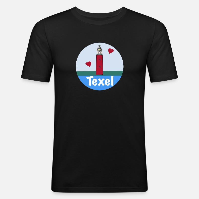 Leuchtturm Eierland Texel Liebe - Männer Slim Fit T-Shirt - Schwarz