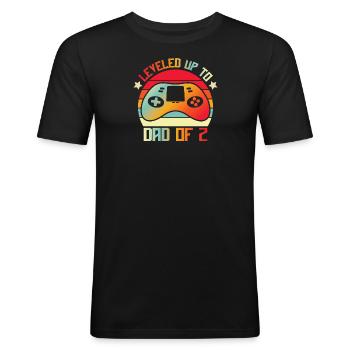 Le joueur de jeu Papa père a atteint le niveau de papa de 2 - T-shirt près du corps Homme - noir - Devant - Nik (191cm)