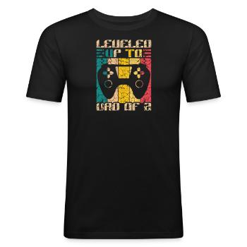Le joueur de jeu Papa père a atteint le niveau de papa de 2 - T-shirt près du corps Homme - noir - Devant - Nik (191cm)