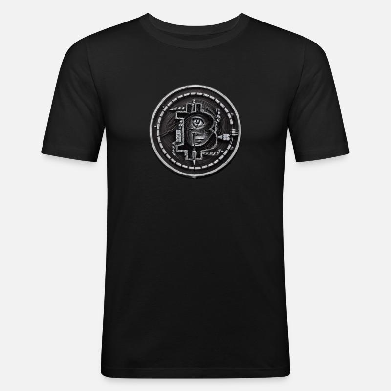 bitcoin pencil round - Männer Slim Fit T-Shirt - Schwarz