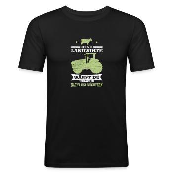 Landwirt Spruch Landwirtschaft Traktor Geschenk - Männer Slim Fit T-Shirt - Schwarz - Vorne - Nik (191cm)