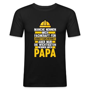 Fachkraft Arbeitssicherheit Papa Sicherheitskraft - Männer Slim Fit T-Shirt - Schwarz - Vorne - Nik (191cm)