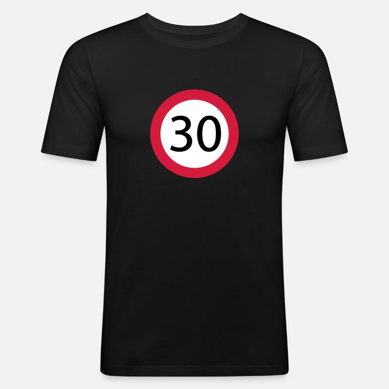 30 - Männer Slim Fit T-Shirt - Schwarz