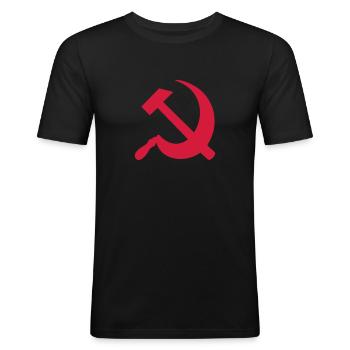 Hammer und Sichel - Männer Slim Fit T-Shirt - Schwarz - Vorne - Nik (191cm)