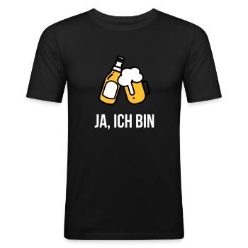 Falls ich betrunken bin bring mich zu "DEIN NAME" - Männer Slim Fit T-Shirt - Schwarz - Vorne - Nik (191cm)
