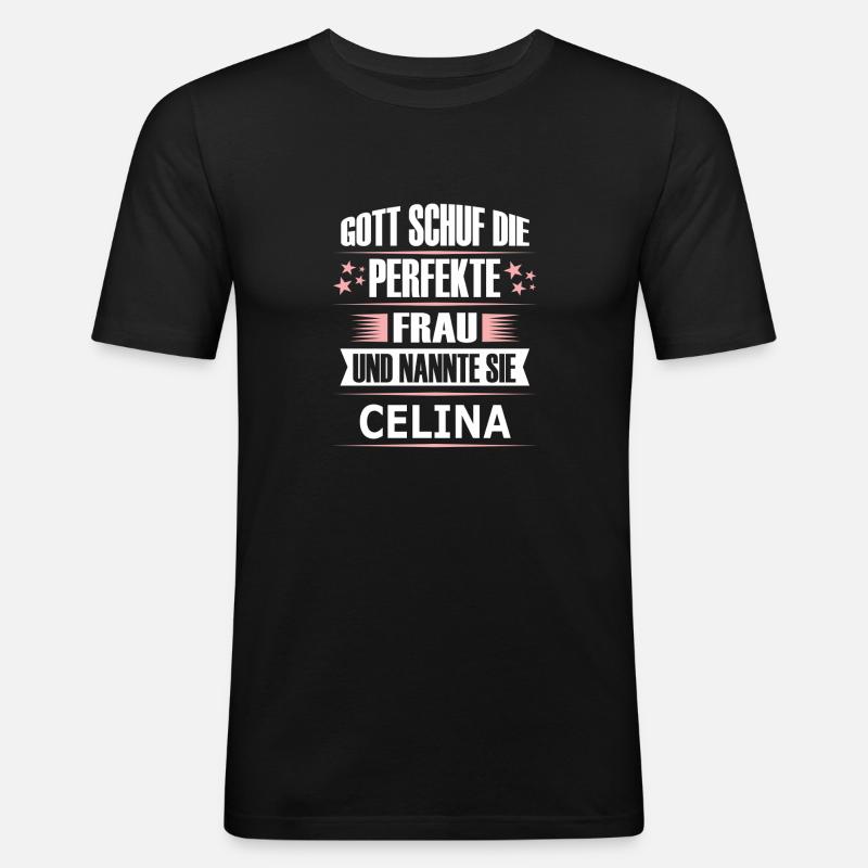 CELINA - Männer Slim Fit T-Shirt - Schwarz