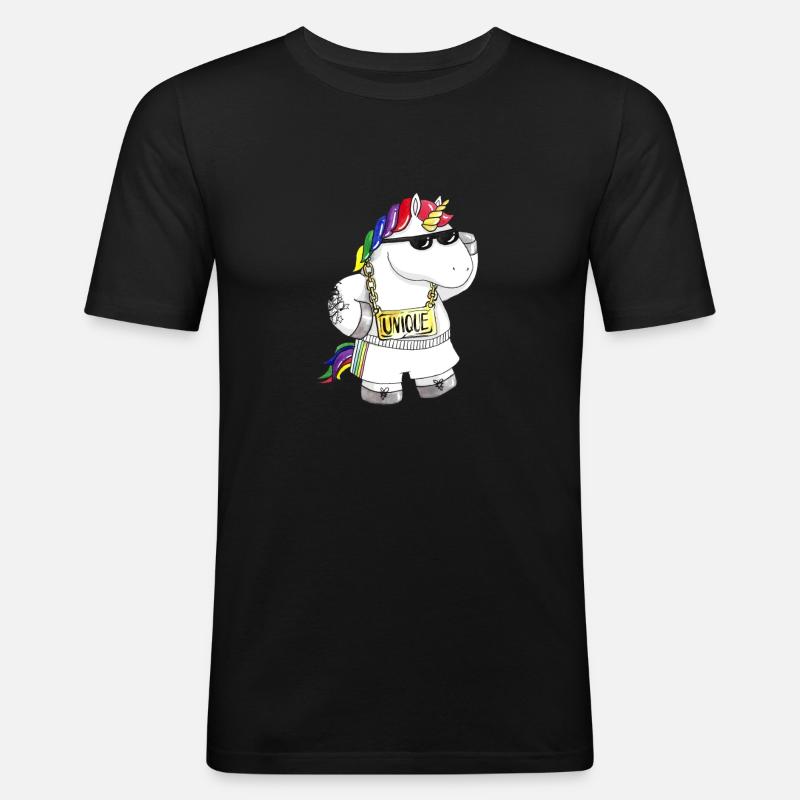 Unique Comic Einhorn - Männer Slim Fit T-Shirt - Schwarz