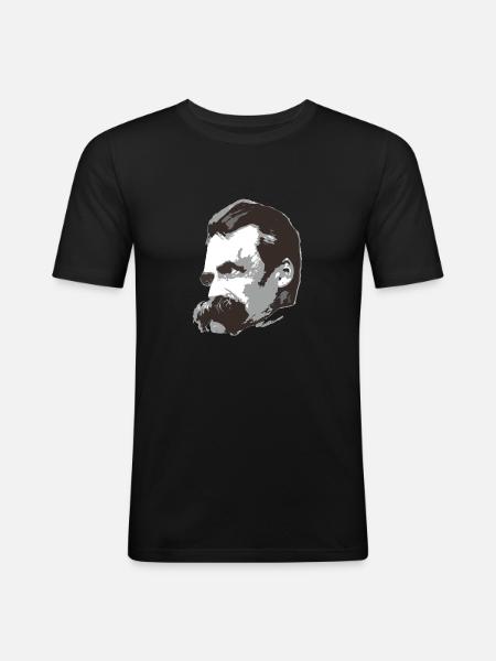Nietzsche (3farbig) - Männer Slim Fit T-Shirt - Schwarz