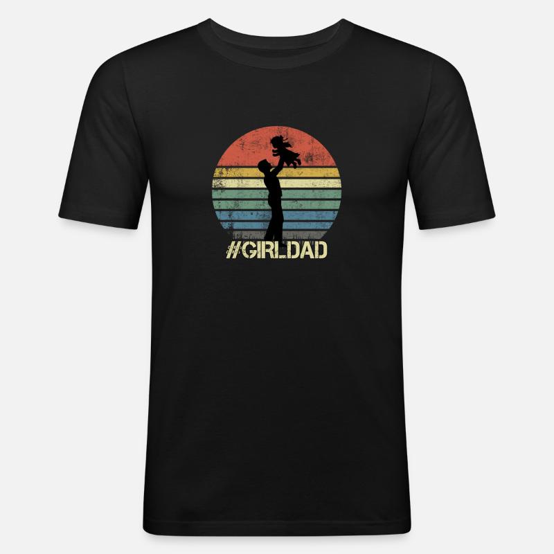 Mädchen Papa - Männer Slim Fit T-Shirt - Schwarz