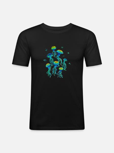 Swirly Jellyfish - Men's Slim Fit T-Shirt - black