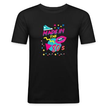 Made in the 80s - Männer Slim Fit T-Shirt - Schwarz - Vorne - Nik (191cm)