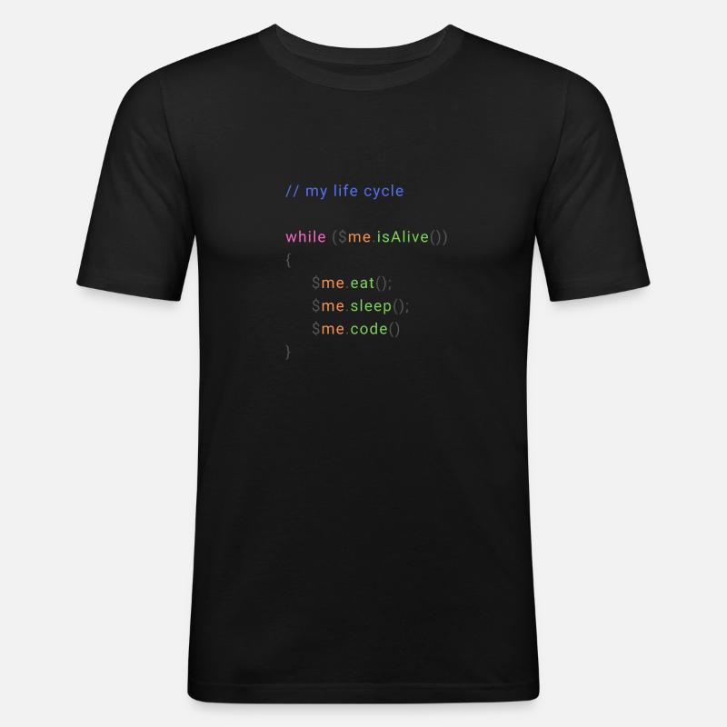 my life cycle dev - Männer Slim Fit T-Shirt - Schwarz