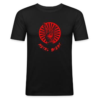 Fourchette à frite en métal - T-shirt près du corps Homme - noir - Devant - Nik (191cm)