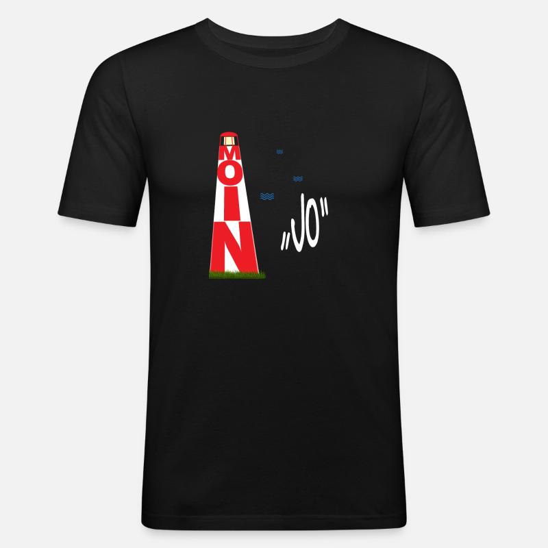 Leuchtturm Moin - Männer Slim Fit T-Shirt - Schwarz