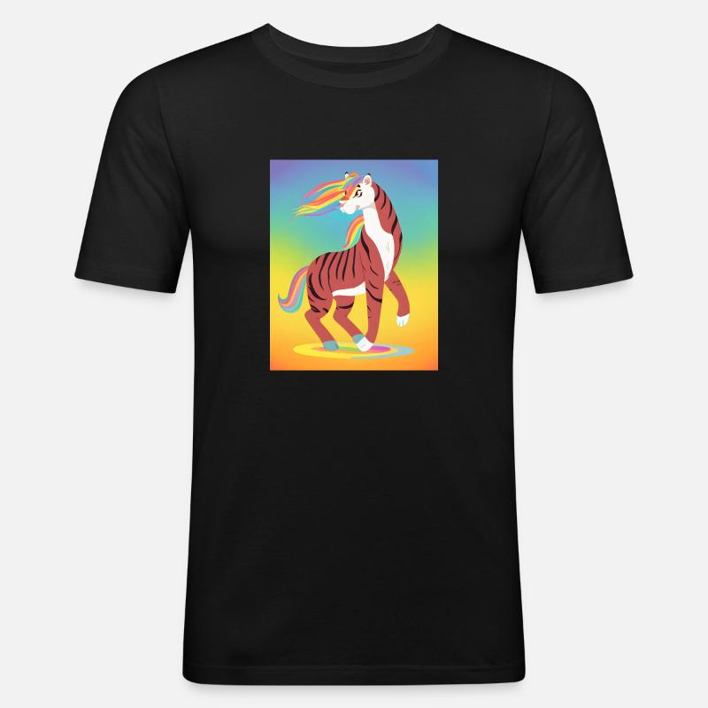 Pride Tiger - Männer Slim Fit T-Shirt - Schwarz