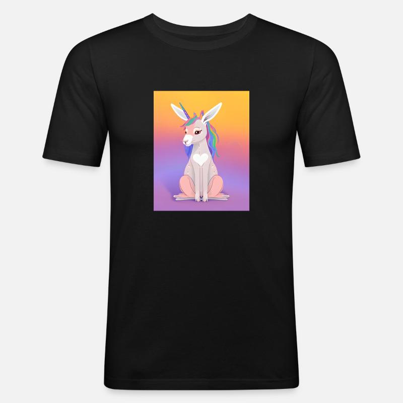 Kangaroo Einhorn - Männer Slim Fit T-Shirt - Schwarz